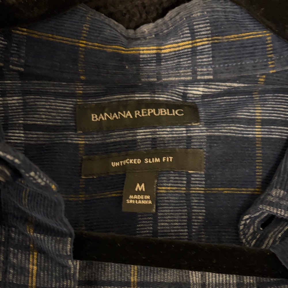 Banana Republic Navy and Yellow Checkered Shirt